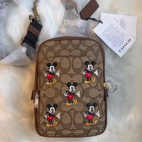 🐭 Disney X Coach Track Pack 14 In Signature Jacquard With Mickey Mouse Print - Picture 3 of 15
